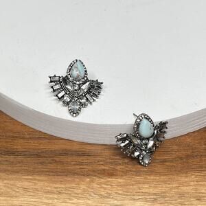 Earrings Women‎ Silver Tone Turquoise Clear Fashion Concho Western 1 Inch 2127
